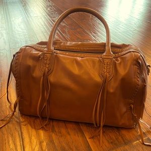 Urban Expressions Satchel Handbag Fringe Good Condition Camel Color Structured